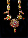 Antique Viennese Vermeil, Emerald, Opal & Tourmaline & paste Necklace & Earrings Set