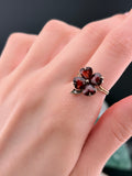 Antique 14K, Garnet & Seed Pearl Clover Conversion Ring
