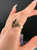 Antique 14K, Ruby, Seed Pearl & Paste Ring