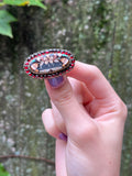 Antique Bohemian Garnet & Pietra Dura Floral Brooch