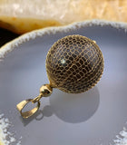 Antique 14K & Quartz Net Ball Charm/Pendant