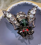 Antique Silver, Chrysoprase & Paste Insect Brooch