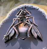 Antique Silver, Chrysoprase & Paste Insect Brooch