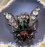 Antique Silver, Chrysoprase & Paste Insect Brooch