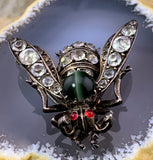 Antique Silver, Chrysoprase & Paste Insect Brooch
