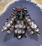 Antique Silver, Chrysoprase & Paste Insect Brooch