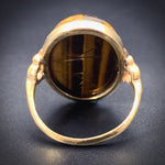 Antique 14K & Tigers Eye Conversion Scarab Ring
