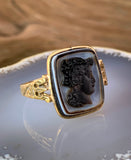 Antique 14K & Carved Onyx Cameo Conversion Ring