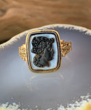 Antique 14K & Carved Onyx Cameo Conversion Ring
