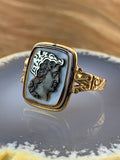 Antique 14K & Carved Onyx Cameo Conversion Ring
