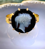 18K, 9K & Carved Hardstone Cameo Conversion Ring