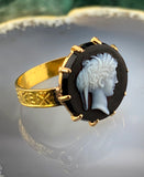 18K, 9K & Carved Hardstone Cameo Conversion Ring