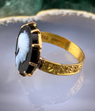 18K, 9K & Carved Hardstone Cameo Conversion Ring