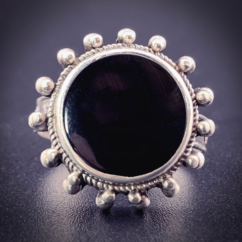 Vintage Sterling Silver & Onyx Conversion Ring