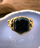Antique 18K & Bloodstone Shield Mizpah Ring