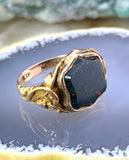 Antique 18K & Bloodstone Shield Mizpah Ring