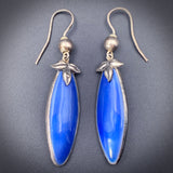 SOLD Antique French Sterling Silver & Blue Enamel Earrings