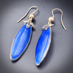 SOLD Antique French Sterling Silver & Blue Enamel Earrings