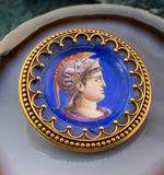 Antique French 18K Hand Painted Enamel Brooch