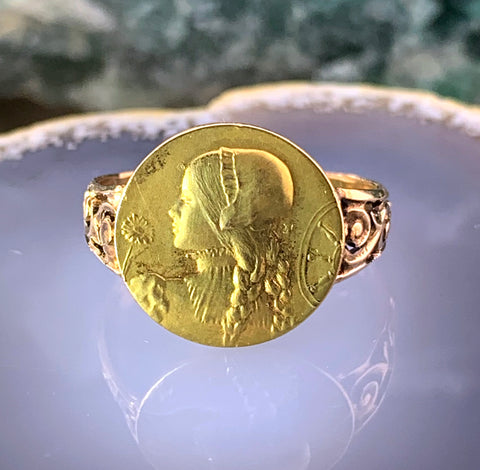 Antique 18K & 14K French Provencial Conversion Ring