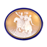 Antique 14K & Carved Shell Battle Cameo Brooch
