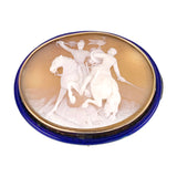 Antique 14K & Carved Shell Battle Cameo Brooch