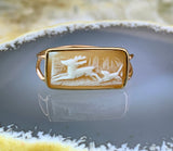 Antique 14K & Shell Cameo Stag Conversion Ring