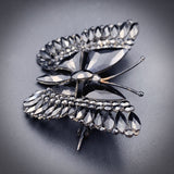 Antique Victorian French Jet Butterfly Brooch