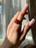 Antique 14K, Garnet & Turquoise Conversion Ring
