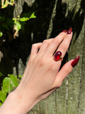 SOLD Antique French 18K & Garnet Cabochon Ring