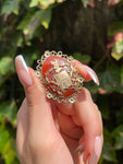 Antique 18K & Carnelian Coat Of Arms Brooch