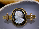 Antique 15K & Hardstone Bacchante Cameo Brooch