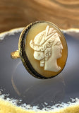Antique 14K, 9K & Carved Shell Cameo Conversion Ring