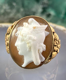 Antique 15K, 14K & Carved Shell Cameo Minerva Conversion Ring