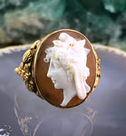 Antique 15K, 14K & Carved Shell Cameo Minerva Conversion Ring