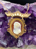 Antique 14K & Carved Cameo Pendant on Chain