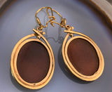 Antique  14K & Cameo Earrings In Pinchbeck