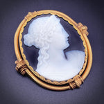 SOLD Antique 18K & Hard Stone Cameo Brooch