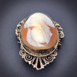 Antique Silver & Carved Shell Cameo Centurion Brooch/Pendant