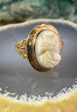 Antique 14K & Carved Conch Cameo Conversion Ring