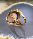 Antique 14K & Carved Conch Cameo Conversion Ring