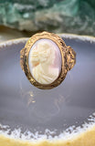 Antique 14K & Carved Conch Cameo Conversion Ring