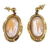 Antique 14K & Carved Shell Cameo Earrings