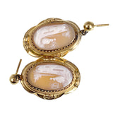 Antique 14K & Carved Shell Cameo Earrings