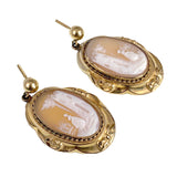 Antique 14K & Carved Shell Cameo Earrings