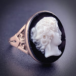 18K & Carved Onyx Cameo Ring