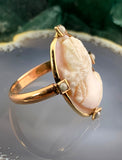 Antique 10k, 9K, Seed Pearl & Carved Shell Cameo Conversion Ring