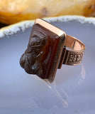 Antique 10K & Carved Carnelian Cameo Centurion Ring