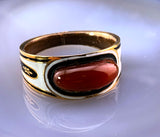 Antique 22K, Carnelian & Enamel Mourning Ring
