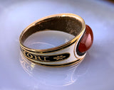 Antique 22K, Carnelian & Enamel Mourning Ring